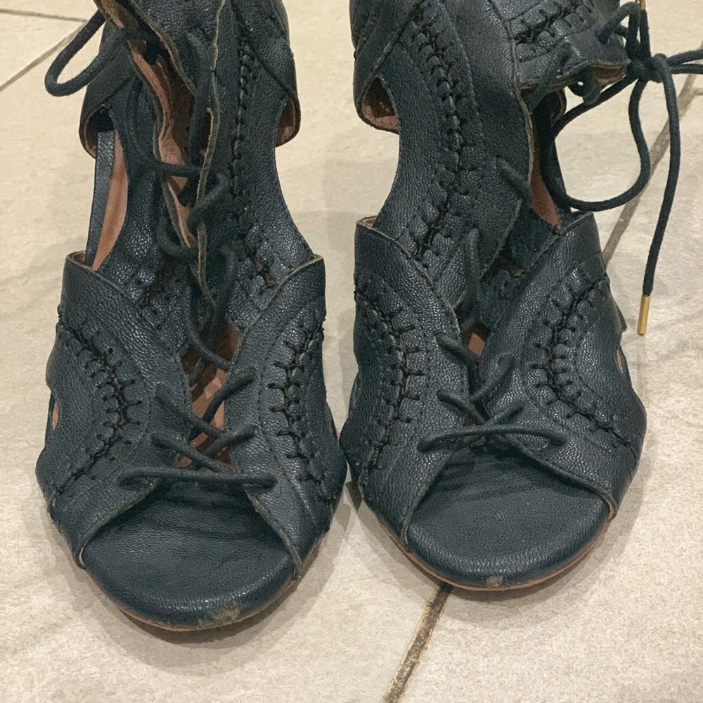 Joie black lace up sexy comfy heels - Picture 5 of 10